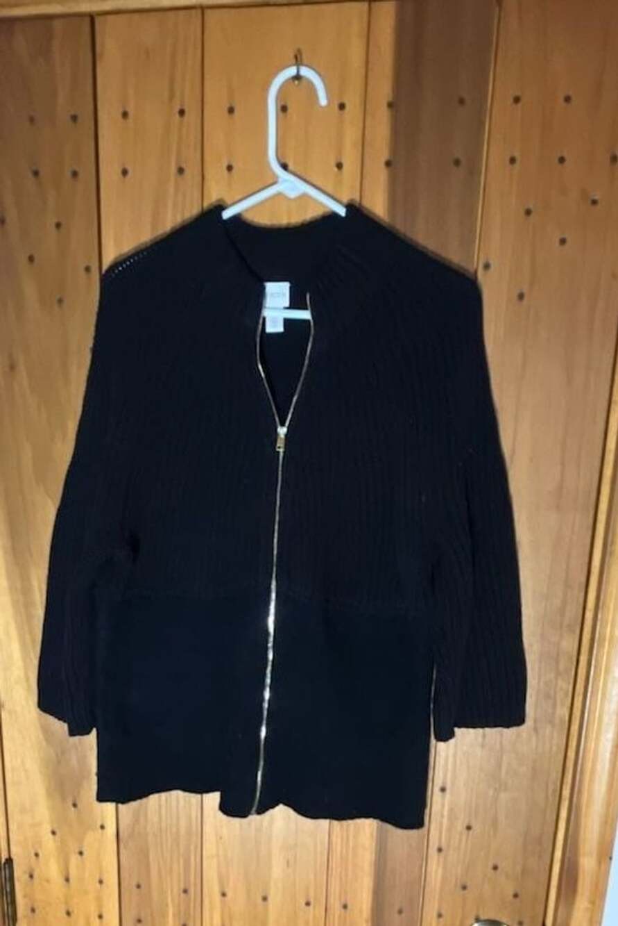 Chico's Rib Knit Full Zip Cardigan Black